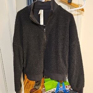 Fabletics Grey Fleece Quarter Zip-Up Jacket
